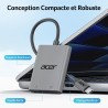 acer Lecteur de Carte SD USB C, Adapateur Carte Mémoire MicroSD USB C 5Gbps, Simultané à Lire et Écrire pour SD/Micro SD/SDHC/SD