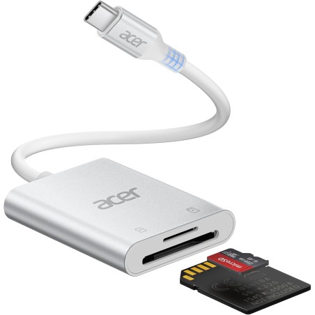 acer Lecteur de Carte SD USB C, Adapateur Carte Mémoire MicroSD USB C 5Gbps, Simultané à Lire et Écrire pour SD/Micro SD/SDHC/SD