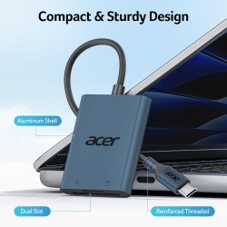 acer Lecteur de Carte SD USB C, Adapateur Carte Mémoire MicroSD USB C 5Gbps, Simultané à Lire et Écrire pour SD/Micro SD/SDHC/SD