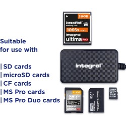 Integral 4en1 Lecteur de Carte Mémoire, USB 3.0 & USB C Adaptateur pour microSD, SD, Compact Flash, MS Duo/Pro - Compatible avec