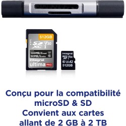 Integral adaptateur lecteur de cartes mémoire microSD & SD - Double connecteur USB 3.0 & USB-C - Compatible avec iPhone 15/16 Pl