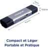 Integral adaptateur lecteur de cartes mémoire microSD & SD - Double connecteur USB 3.0 & USB-C - Compatible avec iPhone 15/16 Pl