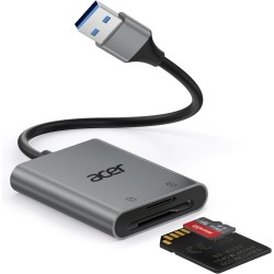 Acer Lecteur de Carte SD USB 3.0 avec câble, Lecteur de Carte mémoire pour Appareil Photo en Aluminium UHS-I, Adaptateur Micro S