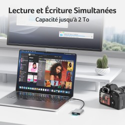Acer Lecteur de Carte SD USB 3.0 avec câble, Lecteur de Carte mémoire pour Appareil Photo en Aluminium UHS-I, Adaptateur Micro S