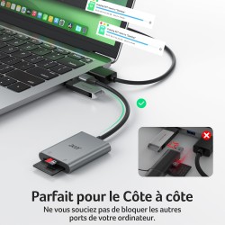 Acer Lecteur de Carte SD USB 3.0 avec câble, Lecteur de Carte mémoire pour Appareil Photo en Aluminium UHS-I, Adaptateur Micro S