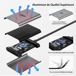 Acer Lecteur de Carte SD USB 3.0 avec câble, Lecteur de Carte mémoire pour Appareil Photo en Aluminium UHS-I, Adaptateur Micro S