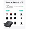 Uvert usb 3.0 lecteur de carte sd adaptateur microsd 5gbps transfert rapide accès simultané à 2 cartes max 2to card reader suppo