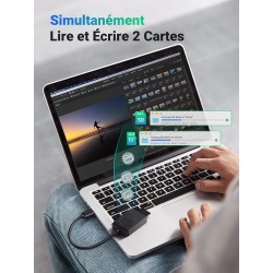 Uvert usb 3.0 lecteur de carte sd adaptateur microsd 5gbps transfert rapide accès simultané à 2 cartes max 2to card reader suppo