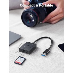 Uvert usb 3.0 lecteur de carte sd adaptateur microsd 5gbps transfert rapide accès simultané à 2 cartes max 2to card reader suppo