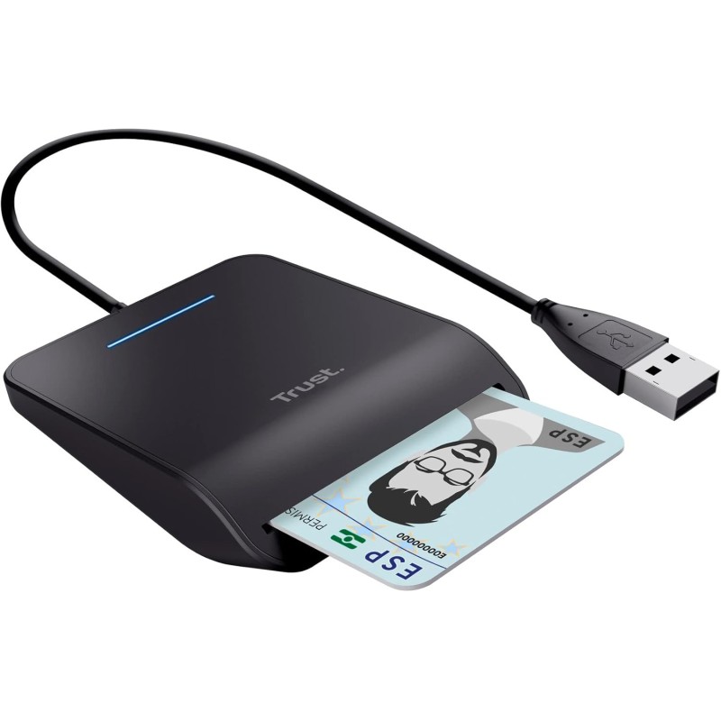 Trust Lecteur DNI, Compatible avec Toutes Les Cartes DNI, Conforme FIPS 201, FIPS TAA et ISO 7816 Classe A, B, C, câble de 100 c