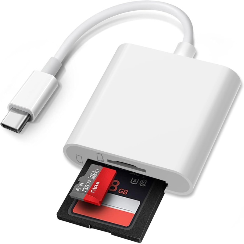 Lecteur Carte SD USB C, Adaptateur Carte SD USB C pour SD/TF, Lecteur de Carte Micro SD pour iPhone 16 15 Plus Pro Max/MacBook/i
