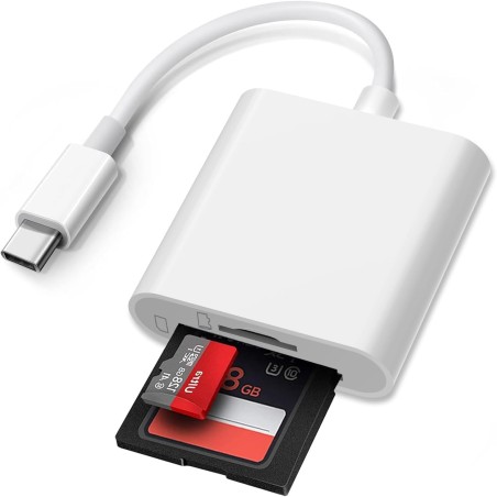 Lecteur Carte SD USB C, Adaptateur Carte SD USB C pour SD/TF, Lecteur de Carte Micro SD pour iPhone 16 15 Plus Pro Max/MacBook/i