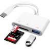 Lecteur de carte SD USB C vers carte SD pour iPadMacordinateur portable, 3 en 1 USB CType C vers USB Lecteur de carte mémoire po