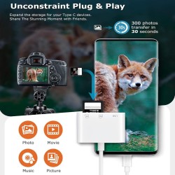 Lecteur de carte SD USB C vers carte SD pour iPadMacordinateur portable, 3 en 1 USB CType C vers USB Lecteur de carte mémoire po