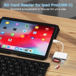 Lecteur de carte SD USB C vers carte SD pour iPadMacordinateur portable, 3 en 1 USB CType C vers USB Lecteur de carte mémoire po