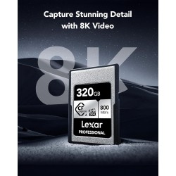 Lexar professional série argent carte cfexpress type a 320 go, carte cfe lecture jusqu'à 800 mo/s, vpg200, cf carte mémoire comp