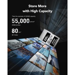 Lexar professional série argent carte cfexpress type a 320 go, carte cfe lecture jusqu'à 800 mo/s, vpg200, cf carte mémoire comp