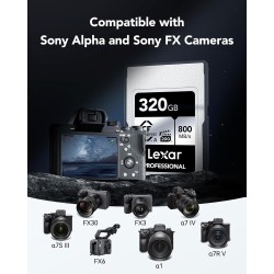 Lexar professional série argent carte cfexpress type a 320 go, carte cfe lecture jusqu'à 800 mo/s, vpg200, cf carte mémoire comp