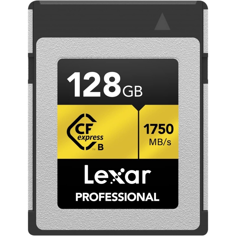Lexar professional série or carte cfexpress 128 go, type b carte cf, jusqu'à 1750 mo/s en lecture, adoptez pcie 3.0 nvme, carte 
