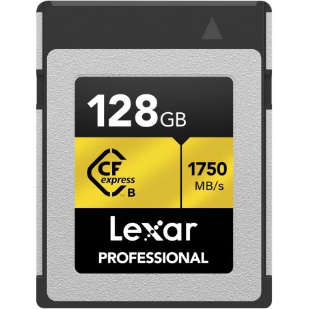 Lexar professional série or carte cfexpress 128 go, type b carte cf, jusqu'à 1750 mo/s en lecture, adoptez pcie 3.0 nvme, carte 