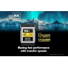 Lexar professional série or carte cfexpress 128 go, type b carte cf, jusqu'à 1750 mo/s en lecture, adoptez pcie 3.0 nvme, carte 