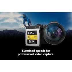Lexar professional série or carte cfexpress 256 go, type b carte cf, jusqu'à 1750 mo/s en lecture, adoptez pcie 3.0 nvme, carte 