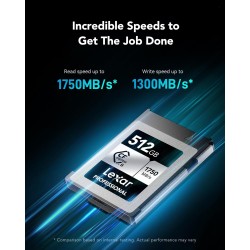 Lexar professional argent series carte cfexpress 512go, carte cfe de type b jusqu'à 1750mo/s en lecture, adopte pcie gen3x2, car