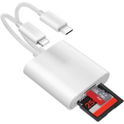Lecteur de Carte SD pour iPhone [Certifié Apple MFi] 2 en 2 Adaptateur Carte SD USB C Lightning vers SD/Micro SD, Lecteur de Car