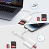 Lecteur de Carte SD pour iPhone [Certifié Apple MFi] 2 en 2 Adaptateur Carte SD USB C Lightning vers SD/Micro SD, Lecteur de Car