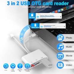 [Apple MFi Certified] Lecteur Cartes SD pour iPhone, Lightning vers Lecteur de Carte mémoire SD/Micro SD/USB, Adaptateur Cartes 