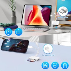 [Apple MFi Certified] Lecteur Cartes SD pour iPhone, Lightning vers Lecteur de Carte mémoire SD/Micro SD/USB, Adaptateur Cartes 