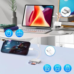 Lecteur de carte SD pour iPhone, lecteur de carte micro SD USB C 3 en 2, adaptateur micro SD vers type C, lecteur de carte mémoi