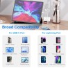 [Apple MFi Certified] Lecteur Cartes SD pour iPhone, 4en1 Lecteur de Carte Mémoire USBC Lightning vers SD/Micro SD/USB/Charging,