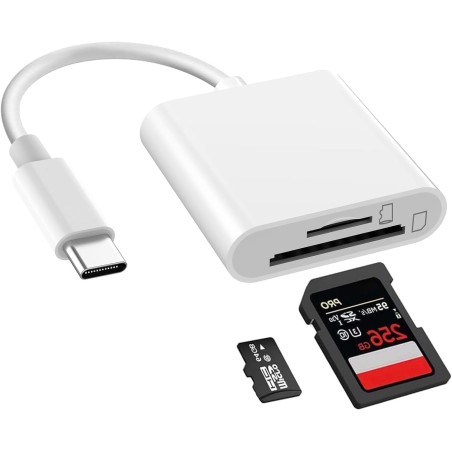 Lecteur de Carte USB C SD, Adaptateur de Carte SD de Type C SD Card Reader SD/Micro SD, Lecteur de Carte Mémoire pour iPhone 15,