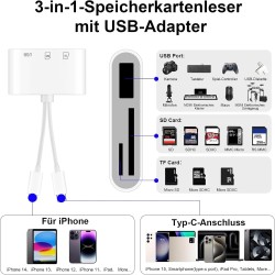 [Apple MFi Certified] Lecteur Carte SD pour iPhone, Lightning USB C Adaptateur Carte SD pour SD/Micro SD/USB, Adaptateur SD pour