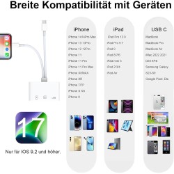 [Apple MFi Certified] Lecteur Carte SD pour iPhone, Lightning USB C Adaptateur Carte SD pour SD/Micro SD/USB, Adaptateur SD pour