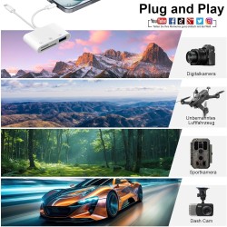 [Apple MFi Certified] Lecteur Carte SD pour iPhone, Lightning USB C Adaptateur Carte SD pour SD/Micro SD/USB, Adaptateur SD pour