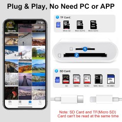 Lecteur Carte SD pour iPhone [Apple MFi Certified] 2 in 1 USB C Lightning vers SD Micro SD Lecteur de Carte Mémoire, Adaptateur 