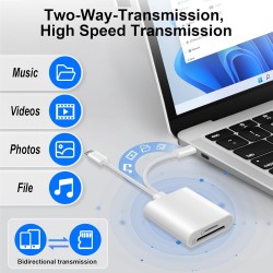 Lecteur Carte SD pour iPhone [Apple MFi Certified] 2 in 1 USB C Lightning vers SD Micro SD Lecteur de Carte Mémoire, Adaptateur 