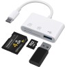 Wanme Lecteurs de Cartes Mémoire USB C 2.0, Conception de Fente pour Carte SD + TF + USB 3 en 1, Adaptateur USB C Plug and Play,