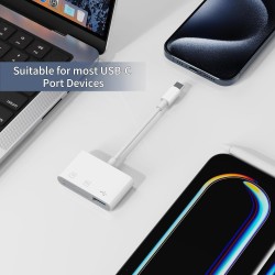Wanme Lecteurs de Cartes Mémoire USB C 2.0, Conception de Fente pour Carte SD + TF + USB 3 en 1, Adaptateur USB C Plug and Play,