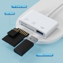 Wanme Lecteurs de Cartes Mémoire USB C 2.0, Conception de Fente pour Carte SD + TF + USB 3 en 1, Adaptateur USB C Plug and Play,