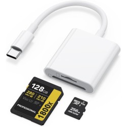 Wanme Lecteur de Carte Mémoire SD 2.0, Lecteur de Carte 3 en 1 USB-C vers SD Micro SD MS CF, Adaptateur pour iPad, iPhone 15, Ma