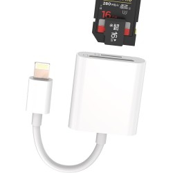 Adaptateur Lecteur Carte SD iPhone(2en1)lightning Jack Micro SD Mémoire Externes Accessoire Mini Caméra SD Card Reader Clé Switc