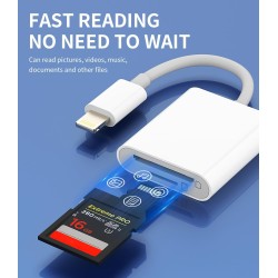 Adaptateur Lecteur Carte SD iPhone(2en1)lightning Jack Micro SD Mémoire Externes Accessoire Mini Caméra SD Card Reader Clé Switc