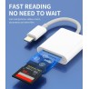 Adaptateur Lecteur Carte SD iPhone(2en1)lightning Jack Micro SD Mémoire Externes Accessoire Mini Caméra SD Card Reader Clé Switc