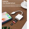 Adaptateur Lecteur Carte SD iPhone(2en1)lightning Jack Micro SD Mémoire Externes Accessoire Mini Caméra SD Card Reader Clé Switc