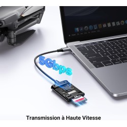 Uvert usb c lecteur carte sd adaptateur carte microsd 5gbps super vitesse simultané à lire et écrire card reader compatible avec