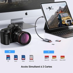 Uvert usb c lecteur carte sd adaptateur carte microsd 5gbps super vitesse simultané à lire et écrire card reader compatible avec