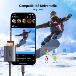Uvert usb c lecteur carte sd adaptateur carte microsd 5gbps super vitesse simultané à lire et écrire card reader compatible avec